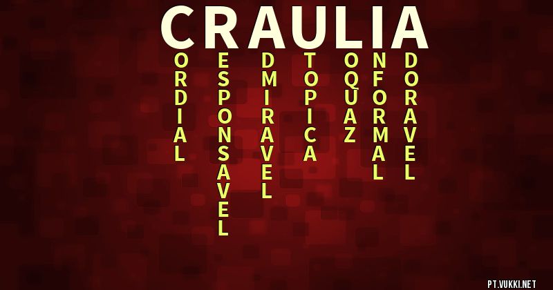 O que significa Significado do nome Cráulia - O que seu nome significa? - O que seu nome significa?